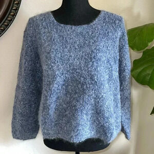 Harley of Scotland Women’s Shades of Blue Mohair Blend Pullover Sweater Jumper L